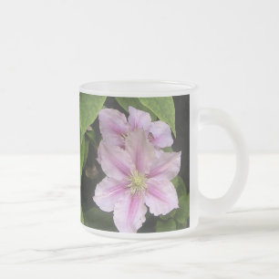 Roze Lily (Clematis), voorgekookte glazen stijl Matglas Koffiemok