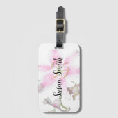 Roze Lily | Delicate roze Lily Flower on White Bagagelabel (Voorkant (verticaal))