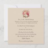 Roze Lily en Pioen Vintage bruiloft uitnodiging (Achterkant)