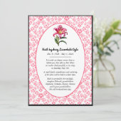 Roze Lily Europese stijl Dood Aankondiging Kaart (Staand voorkant)