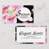 Roze Lily | Fijne roze Lily Flower on Black Visitekaartje (Voorkant / Achterkant)