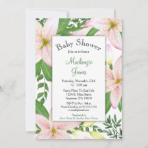 Roze Lily Floral Baby shower Invitation Girls