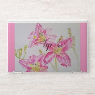 roze Lily Floral Waterverf Laptop Skin