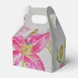  Roze Lily Floral Wedding Cake Favor Box Bedankdoosjes