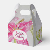  Roze Lily Floral Wedding Cake Favor Box Bedankdoosjes (Voorkant Zijde)