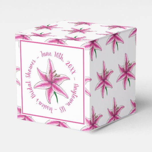 Roze Lily Flower Bridal Baby shower Floral Garden Bedankdoosjes (Voorkant Zijde)