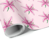 Roze Lily Flower Floral Garden Party Spring Lilies Cadeaupapier (Rol Hoek)