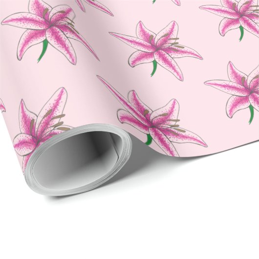 Roze Lily Flower Floral Garden Party Spring Lilies Cadeaupapier (Rol Hoek)