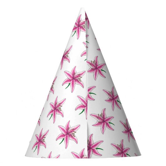 Roze Lily Flower Floral Garden Party Spring Lilies Feesthoedjes (Achterkant)