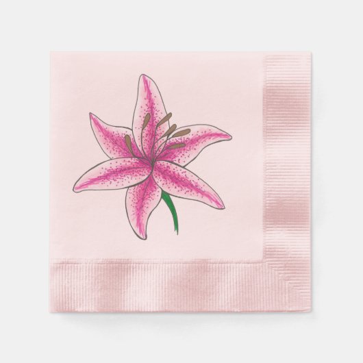 Roze Lily Flower Floral Garden Party Spring Lilies Servet (Voorkant)