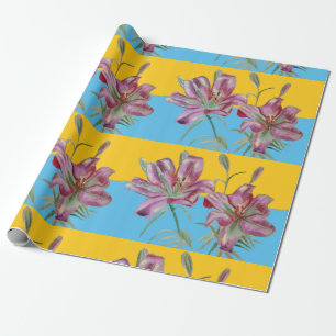  Roze Lily Flower Floral Lilies Waterverf Cadeaupapier