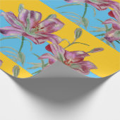 Roze Lily Flower Floral Lilies Waterverf Cadeaupapier (Hoek)