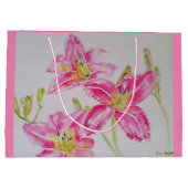  Roze Lily Flower Floral Lilies Waterverf Groot Cadeauzakje (Achterkant)