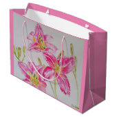  Roze Lily Flower Floral Lilies Waterverf Groot Cadeauzakje (Achterkant Gekanteld)
