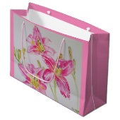  Roze Lily Flower Floral Lilies Waterverf Groot Cadeauzakje (Voorkant Gekanteld)