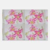 Roze Lily Flower Floral Lilies Waterverf Inpakpapier Vel (Voorkant 3)