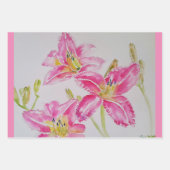 Roze Lily Flower Floral Lilies Waterverf Inpakpapier Vel (Voorkant)