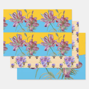  Roze Lily Flower Floral Lilies Waterverf W Inpakpapier Vel