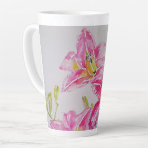 Roze Lily Flower Floral Lilium Waterverf Art Mok