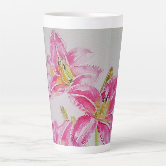 Roze Lily Flower Floral Lilium Waterverf Art Mok (Voorkant)