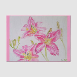  roze Lily Flower Floral Pattern Waterverf Tissuepapier