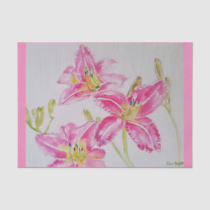  roze Lily Flower Floral Pattern Waterverf Tissuepapier
