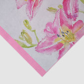 roze Lily Flower Floral Pattern Waterverf Tissuepapier (Detail)