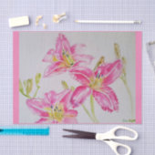 roze Lily Flower Floral Pattern Waterverf Tissuepapier (Craft)