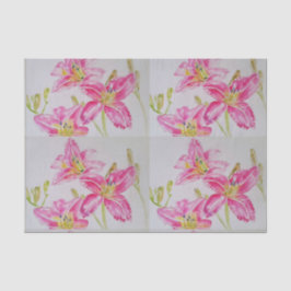  roze Lily Flower Floral Pattern Waterverf Tissuepapier