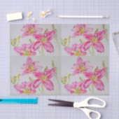  roze Lily Flower Floral Pattern Waterverf Tissuepapier (Craft)