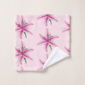 Roze Lily Flower Floral Print Garden Lilies Bad Handdoek (Wasdoekje)