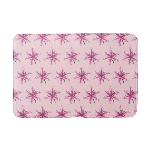 Roze Lily Flower Floral Print Garden Lilies Badmat (Voorkant)
