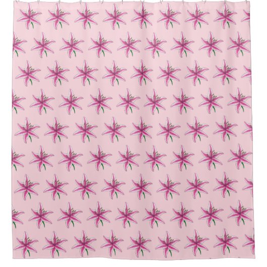 Roze Lily Flower Floral Print Garden Lilies Douchegordijn (Voorkant)