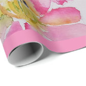  Roze Lily Flower Floral Waterverf Cadeaupapier (Rol Hoek)