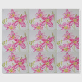  Roze Lily Flower Floral Waterverf Cadeaupapier (Vlak)