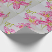  Roze Lily Flower Floral Waterverf Cadeaupapier (Hoek)