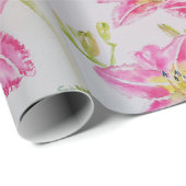  Roze Lily Flower Floral Waterverf Cadeaupapier (Rol Hoek)