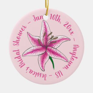 Roze Lily Flower Floral Wedding Vrijgezellenfeest Keramisch Ornament