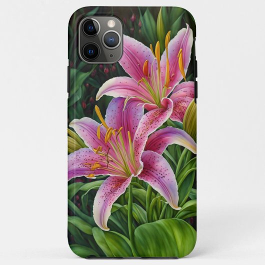 Roze Lily Flower Garden Art Phone Case (Achterkant)