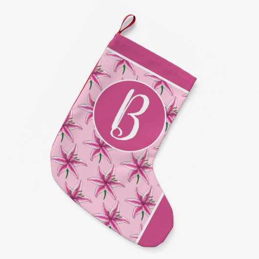 Roze Lily Flower Garden Lilies Spring Floral Kleine Kerstsok (Voorkant (Hangend))