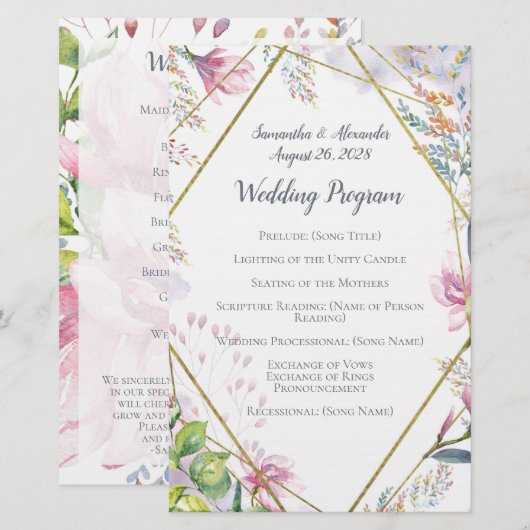 Roze Lily Flower Geometric Waterverf Wedding