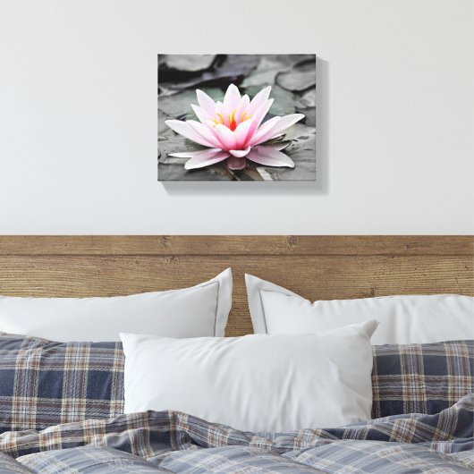 Roze Lily Flower met zwarte achtergrond Canvas Afdruk (Insitu (Slaapkamer))