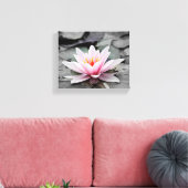 Roze Lily Flower met zwarte achtergrond Canvas Afdruk (Insitu (Woonkamer))