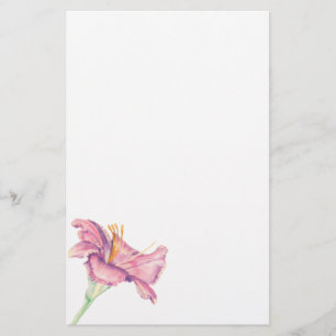 Roze Lily Flower Painted Afbeelding Briefpapier