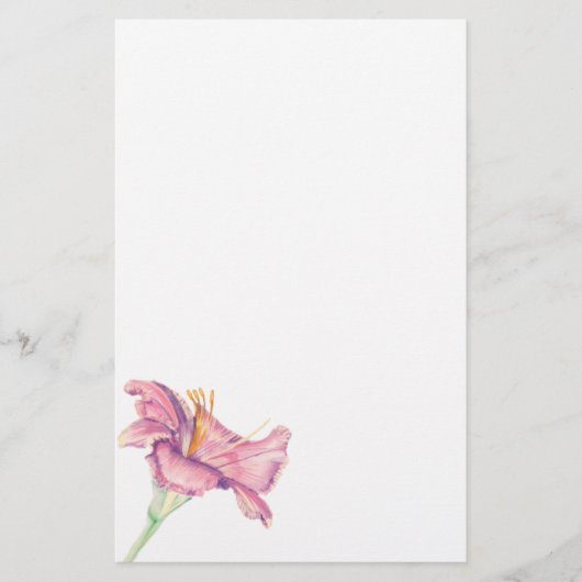 Roze Lily Flower Painted Afbeelding Briefpapier (Voorkant)