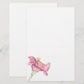 Roze Lily Flower Painted Afbeelding Briefpapier (Voorkant / Achterkant)
