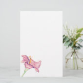 Roze Lily Flower Painted Afbeelding Briefpapier (Staand voorkant)