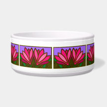 Roze Lily Flower Pattern Ceramic Dog Bowl