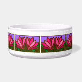 Roze Lily Flower Pattern Ceramic Dog Bowl Voerbakje