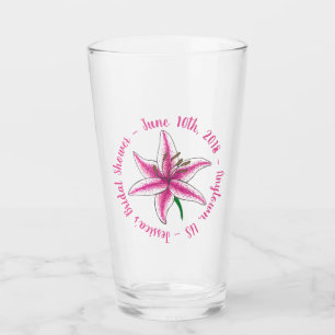 Roze Lily Flower Vrijgezellenfeest Wedding Favor Glas